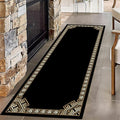 Greek Key Runner Rug for Entryway, 2x7ft, Black Gold Geometric Border Area Rugs for Bedroom, Meander Pattern Fade Resistant Home Decor Carpet, Soft Reduce Noise Entry Mat for Kitchen