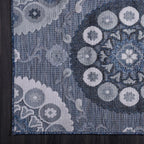 CAMILSON Indoor Outdoor Rug 9x12 Bohemian Medallion Floral Area Rugs for Indoor and Outdoor Patios Easy-Cleaning Non-Shedding Living Room Garden and Kitchen Washable Outside Carpet (9 x 12 / Navy)