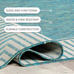 Nuloom Asha Teal/Ivory, 5' x 8', Casual, Striped Border, Soft and Cozy, High Traffic, Stain Resistant, Easy Clean, Durable Area Rug for Indoor/Outdoor Patio, Deck, Porch, Garden, Courtyard
