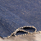 nuLOOM 6x9 Elfriede Jute & Cotton Hand Woven Area Rug, Blue, Solid Rustic Farmhouse Style, Weaved Design, Natural Fiber, For Bedroom, Living Room, Dining Room, Hallway, Office, Entryway