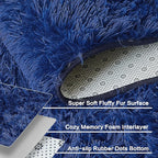 Andency Navy Soft Area Rugs for Living Room Bedroom, 4x6 Fluffy Shaggy Bedside Rug, Non-Slip Large Shag Fuzzy Plush Carpets for Bedroom Kids Dorm Nursery Home Decor Aesthetic