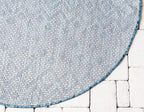 Unique Loom Outdoor Trellis Collection Area Rug - Tribal Trellis (5' 3" Round, Teal/ Ivory)