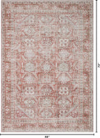 Kuden 4x6 Area Rug, Machine Washable Area Rug with Non-Slip Backing, Vintage Style, Soft, Easy Clean, Low Pile Rug for Living Room, Bedroom, Dining Room