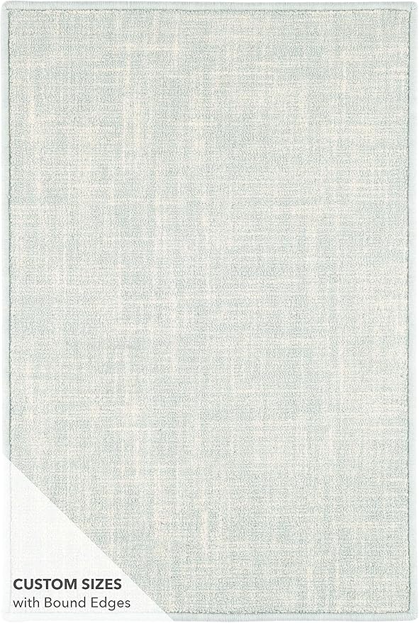 Dash and Albert Crosshatch Wool Area Rug - 2.5' x 8' Runner Sky Blue Solid Hand Micro Hooked Accent Rug - Durable, High Traffic Areas Bedroom, Hallway, Stairs