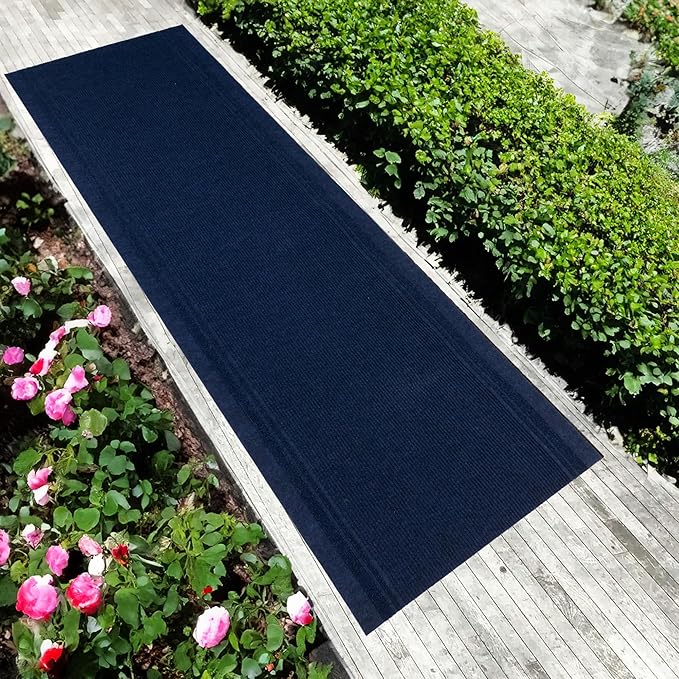 English Home Custom Size Anti Slip Striped Design Light Weight Durable TPR Backing Thin Pile Runner Rug (26" x 5')