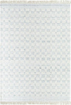 Mark&Day Wool Rugs, 2x3 Clinten Solid and Border Light Slate Checkered Rug, Cream Grey Carpet for Living Room, Bedroom or Kitchen (2' x 3')
