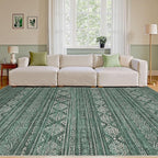 Nakagishi Area Rugs 9x12 Living Room: Washable Boho Large Neutral Modern Soft Farmhouse Green Rug Stain Resistant Indoor Floor Non-Slip Carpet for Women Home Enthusiasts Aged 25-45 - Bedroom Room