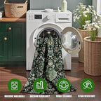 Dark Green Rug 4x6 Area Rug with Non-Slip Backing, Washable Rugs for Bedroom Living Room Kitchen, Distressed Carpet Printed Low-Pile Soft Dorm Rug Room Decor