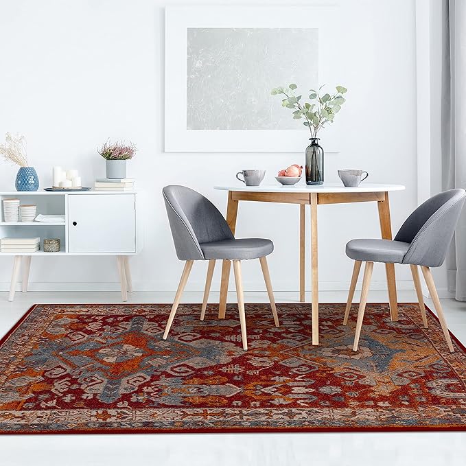 LUXE WEAVERS Moroccan Floral Red 8x10 Area Rug for Living Room