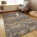 Washable Area Rug 6' x 9' Vintage Traditional Persian Mat - Foldable Distressed Non-Slip Machine Washable Carpet for Living Room Bedroom Kitchen Home Decor - Umber and Slate