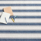 Dash & Albert Awning Stripe Blue Machine Washable Rug, 5 X 8 Feet, Blue Stripe Pattern