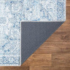 Bloom Rugs Washable Non-Slip 12 ft Runner - Blue/Gray Traditional Runner for Entryway, Hallway, Bathroom, and Kitchen - Exact Size: 2.5' x 12'