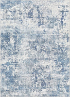 6x9 Area Rug Living Room Rugs - Washable Neutral Modern Abstract Soft Thin Rug Indoor Floor No Slip Rug Carpet for Bedroom Under Dining Table Home Office Decor - Blue White