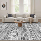 Nakagishi 5x7 Area Rugs Living Room: Washable Large Neutral Soft Rug Stain Resistant Non-Slip Carpet for Men Modern Home Enthusiasts Aged 25-45 - High Traffic Areas - Bedroom Office- Black White