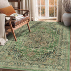 4x6 Area Rug for Bedroom Machine Washable Low Pile Vintage Distressed Rugs Stain Resistant Faux Wool Rug Ultra Soft Non-Slip Area Rugs for Living Room, Playroom, Kitchen,Home Office