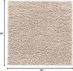 Unique Loom Davos Shag Collection Area Rug - Solid (3' 3" Square, Linen)