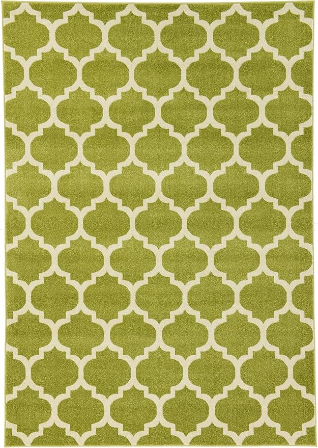 Rugs.com Lattice Collection Rug – 7' x 10' Light Green Medium Rug Perfect for Bedrooms, Dining Rooms, Living Rooms
