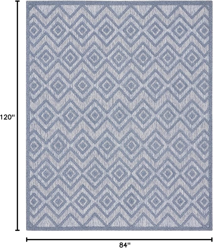 Nourison Home Versatile Denim Blue 7' x 10' Area Rug - Easy Clean, Non Shedding, Bed Room, Living Room, Dining Room, Kitchen (7' x 10')