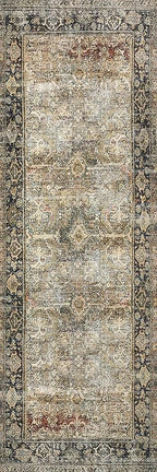 Loloi Layla Collection LAY-03 Olive/Charcoal 3'-6" x 5'-6" .13" Thick Accent Rug, Soft, Durable, Vintage Inspired, Distressed, Low Pile, Non-Shedding, Easy Clean, Printed, Living Room Rug
