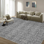 RUGSREAL Washable Contemporary Area Rug 5x7 Bedroom Large Area Rug Low-Pile Solid Modern Throw Carpet Non-Slip Stain Resistant Home Office Solid Rug for Living Room Bedroom Kids Room, 5' x 7' Grey