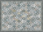 Phantoscope Washable Area Rug 9'x12' Non-Slip, Vintage Boho Rugs for Living Room, Bedroom, Dining Room, Distressed Moroccan Mosaic Diamond Pattern, Low-Pile Foldable Floor Carpet, Grey Charcoal