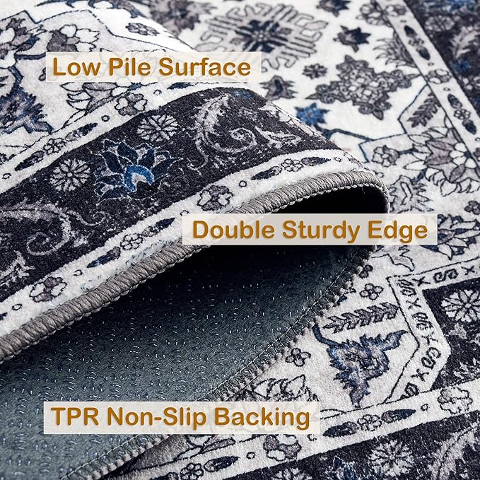 Washable Area Rugs 6x9,Boho Area Rug,Collapsible Area Rug for Bedroom, Entryway, Kitchen, Bathroom