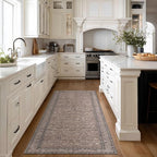 Kuden 2'6"x7' Runner Rug, Machine Washable Area Rug with Non-Slip Backing, Vintage Style, Soft, Easy Clean, Low Pile Rug for Hallway, Entryway, Kitchen, Bedroom