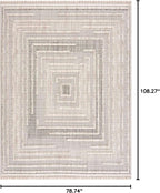 Hauteloom Lunao Living Room, Bedroom Area Rug - Geometric, Solid & Striped - Charcoal, Cream, Peach - 6'7" x 9'
