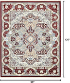 Unique Loom Narenj Collection Classic Traditional Medallion Textured Design Area Rug, 8 x 10 ft, Burgundy/Tan
