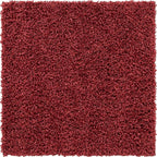 Unique Loom Davos Shag Collection Area Rug - Solid (3' 3" Square, Poppy)