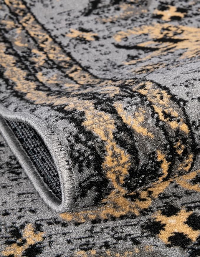 Unique Loom Taftan Collection Border Geometric Tribal Inspired Design Area Rug (2' 2 x 3' 0 Rectangular, Gray/ Black)