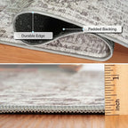 ReaLife Rugs Machine Washable Area Rug - Living Room Bedroom Bathroom Kitchen Entryway Office - Padded Crease Free Stain Resistant Premium - Boho Farmhouse Vintage- Lyle- Beige Ivory- 2'x 3'