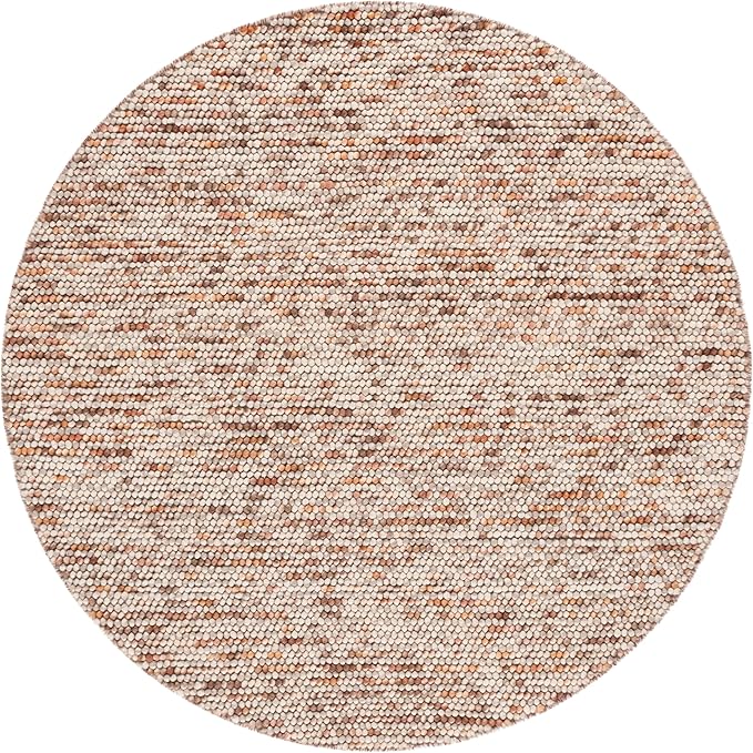 SAFAVIEH Natura Collection Area Rug - 6' Round, Dark Brown & Beige, Handmade Wool Blend, Textured Design, Ideal for Living Room, Bedroom, Dining Space (NAT620E)
