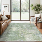 Area Rug 6x9 Abstract Rugs for Living Room 6 x 9 Washable Rugs Green Non Slip Low Pile Rugs for Bedroom Dining Room Foldable Thin