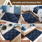 COSY HOMEER Plaid Door Mat 24" x 36",Dirt Trapper Entryway Rugs,Non-Slip Washable Farmhouse Doormat,Low Profile Welcome Mats for Paws Navy Blue