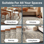 Well Woven Asha Rome Charcoal Brown 9'10" x 13' Area Rug - Oriental Floral Pattern, Easy Clean, Floor-Friendly Backing - for Living Room, Bedroom, and Dining Room