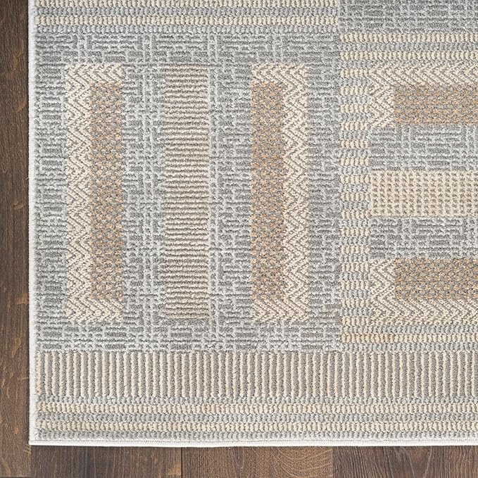 Nourison Home Nordic Grey Multicolor 2' x 6' Scandinavian Area Rug - Easy Clean, Non Shedding, Bed Room, Living Room, Dining Room, Kitchen (6' Runner)