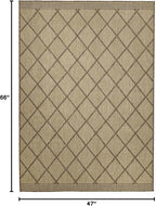 FH Home Flat Woven Outdoor Rug - Waterproof, Easy to Clean, Stain Resistant - Premium Polypropylene Yarn - Moroccan Geo Lattice - Patio,Deck,Porch,Balcony,Laundry - Tunis - Sand - 3ft 11 in x 5ft 6in