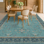 Boho 8x10 Large Teal Green Rugs for Living Room - Vibrant Turquoise Rug for Bedroom under Bed, Dining Room under Kitchen Table, Washable Soft Non Slip Unique Aqua Colorful Indoor Décor teal area rug
