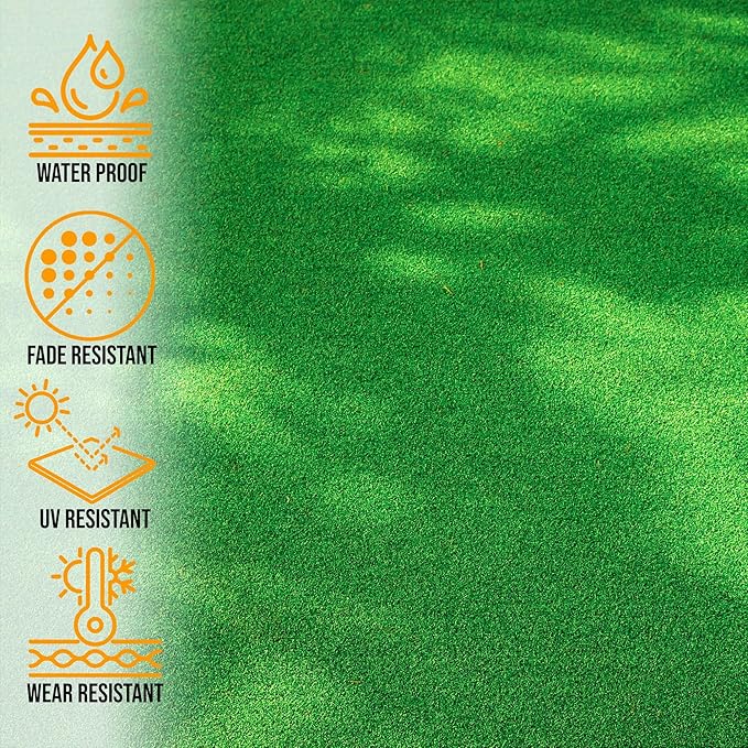Ottomanson Artificial Grass Turf 6'6" x 46' Indoor Outdoor Faux Grass Rug with Drainage Holes, Customizable with Extra Long Size Options, Perfect for Patio Lawn Balcony Weddings Photoshoot Backdrop