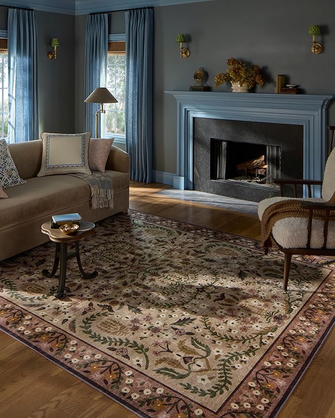 Loloi Rifle Paper Co. Canopy Collection CNP-03 Aubergine 5'-0" x 7'-6" Area Rug