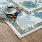 Fame Living Green Oushak Rug, Modern, Vintage, Turkish, Eclectic, Floral, Pastel, Washable, Oversized, Extra Large Area Rugs for Living Room, Dining, Bedroom, Lounge 9'5"x14'