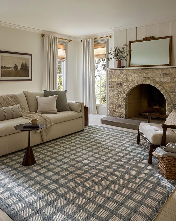 Loloi Magnolia Home by Joanna Gaines Ryder Collection RYD-02 Blue/Ivory 9'-3" x 13' Area Rug