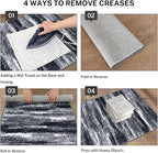 Modern Abstract Runner Rug 2x6, Black Grey Washable Entryway Runner Non-Slip Soft Hallway Rug Runner Thin Print Faux Wool Carpet for Kitchen Bedroom Laundry Room Indoor