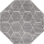 Unique Loom Trellis Frieze Collection Area Rug - Geometric (5' Octagon, Light Gray/ Ivory)