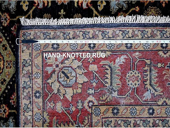 Black Vegetable Dyes Wool Soft Pile Karjihooz Design with All Over Pattern Hand Knotted Square Oriental Rug (8'x8')
