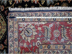 Black Vegetable Dyes Wool Soft Pile Karjihooz Design with All Over Pattern Hand Knotted Square Oriental Rug (8'x8')