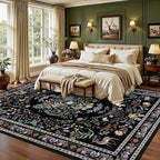 5x7 Area Rugs Living Room Rug: Vintage Washable Rug Floral Soft Carpet Indoor Floor Non-Slip Boho Stain Resistant Large Carpets for Bedroom Kids Nursery Dining Room Farmhouse Home Office Black