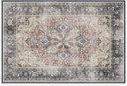 RUGGABLE Washable Vintage Area Rug – Kamran Royal Blue 2x3, Stain-Resistant, Non-Slip – Small Machine Washable Rugs for Living Room, Bedroom, Hallway, Entryway & Bathroom–with Standard Pad