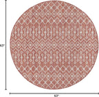 Unique Loom Outdoor Trellis Collection Area Rug - Tribal Trellis (5' 3" Round, Rust Red/ Ivory)